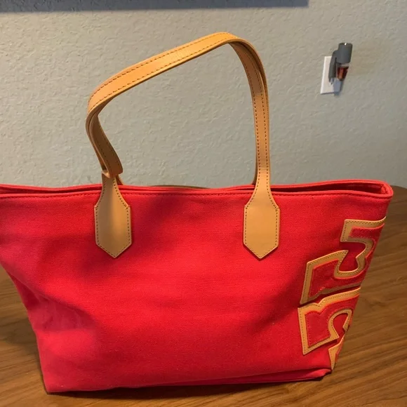 Tory Burch New w/out tags canvas tote. Color: Red - Picture 2 of 8